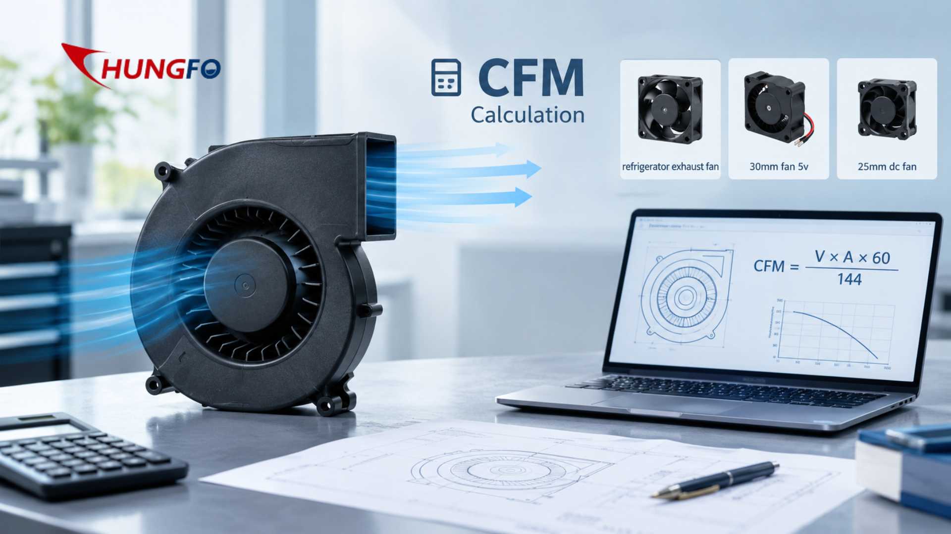 كيف يمكنك حساب معدل تدفق الهواء المطلوب (CFM) لحاوية مروحة طرد مركزي بلاستيكية؟